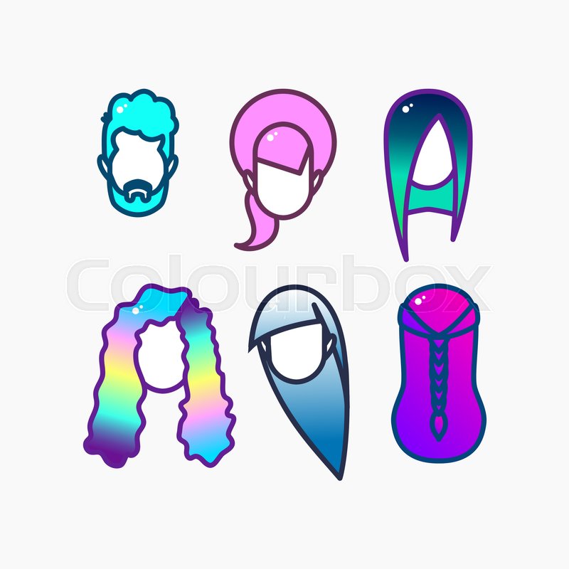Dyed Hair Icon Set Beauty Fashion Stock Vector Colourbox