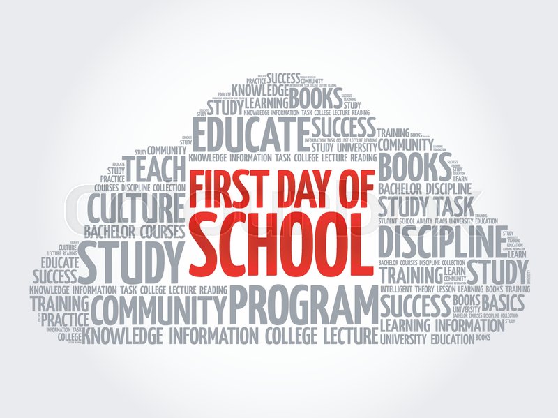 First day of school word cloud ... | Stock vector | Colourbox