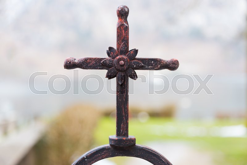 Close Up Of Rustic Fence Cross With Stock Image Colourbox