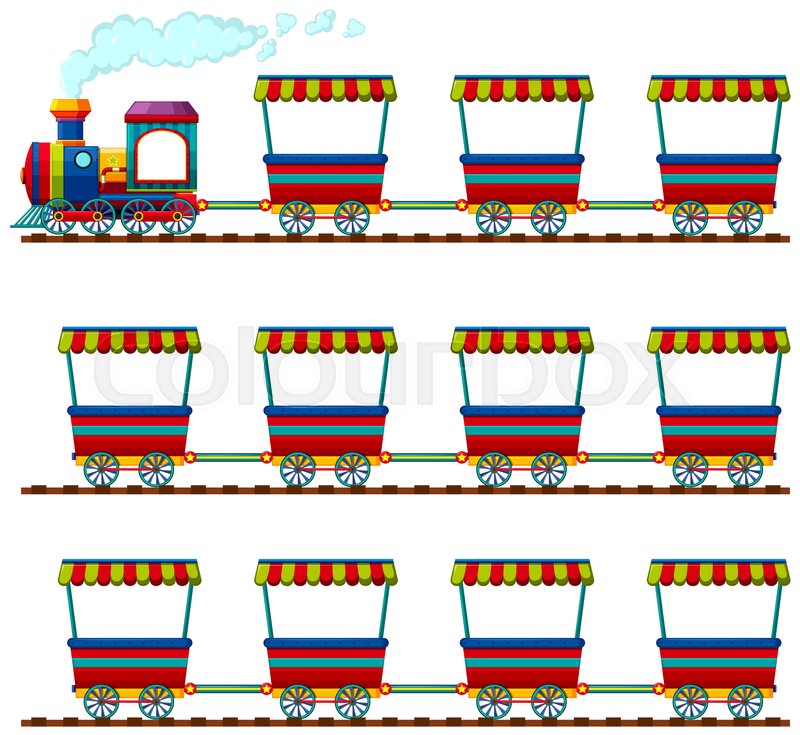 Train and many carts on track Stock vector Colourbox
