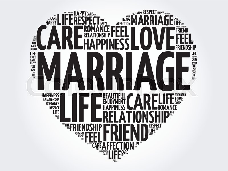Marriage word cloud collage, heart Stock vector Colourbox