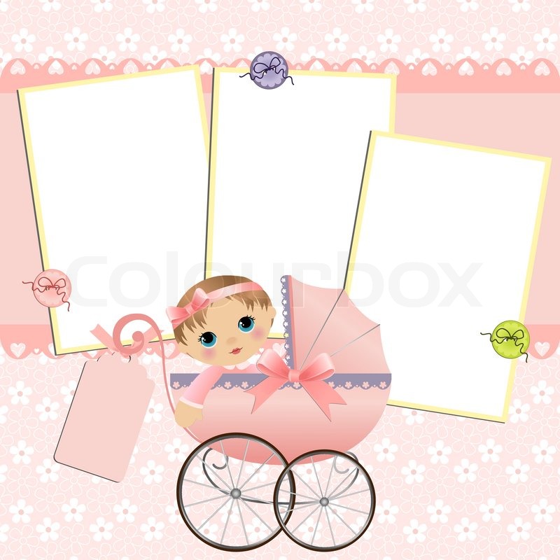 cute template for baby s arrival announcement card or photo frame