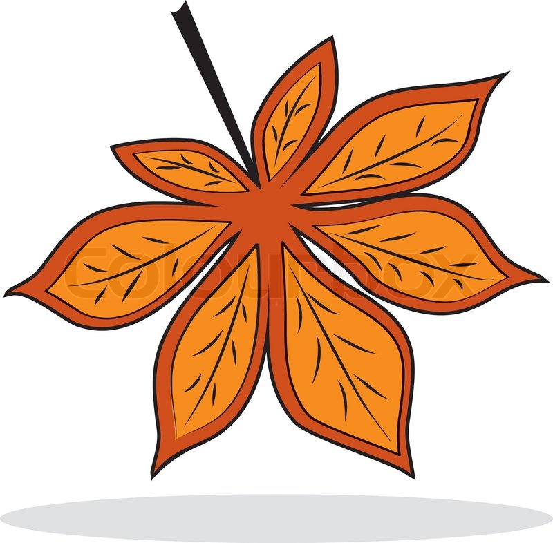 Brown Kastanienblatt mit grauen Schatten | Vektorgrafik | Colourbox