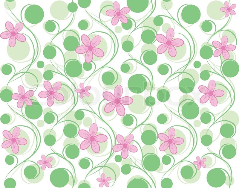 green and pink wallpaper floral