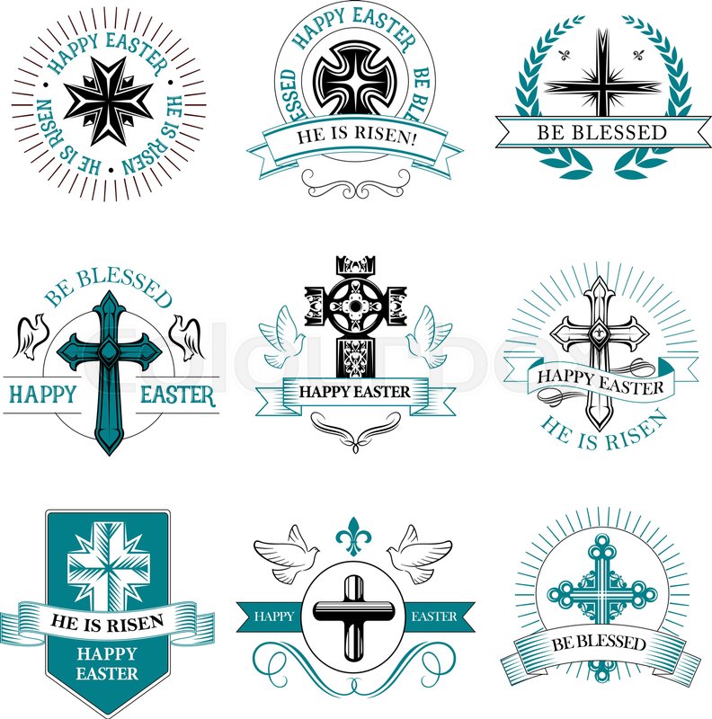 Easter paschal greeting icons of | Stock Vector | Colourbox