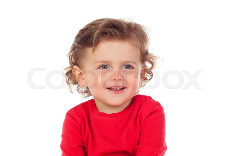 Adorable Baby With Curly Hair Isolated Stock Image Colourbox