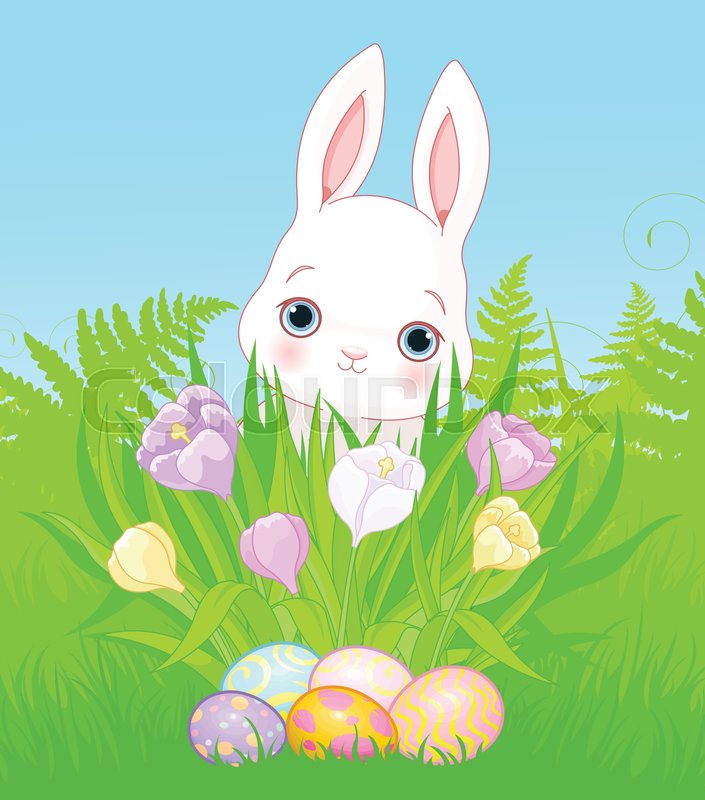 Oster-, zeichnung, landschaftsbild | Vektorgrafik | Colourbox