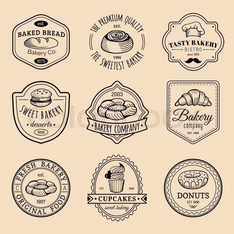 vector set of vintage bakery logos stock vector colourbox bakery logos