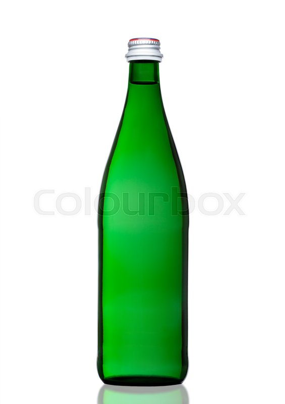 Green bottle of sparkling mineral water ... | Stock image | Colourbox