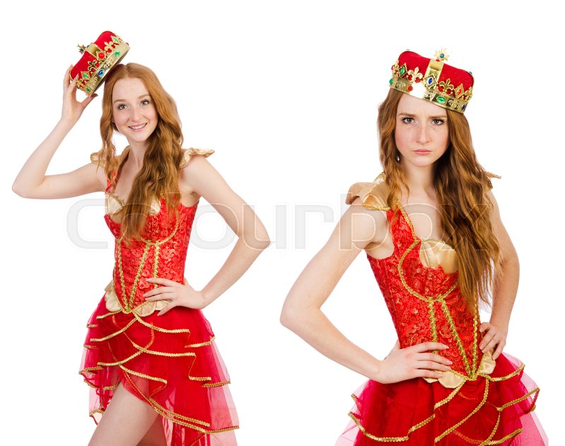 Queen in red dress isolated on white | Stock image | Colourbox