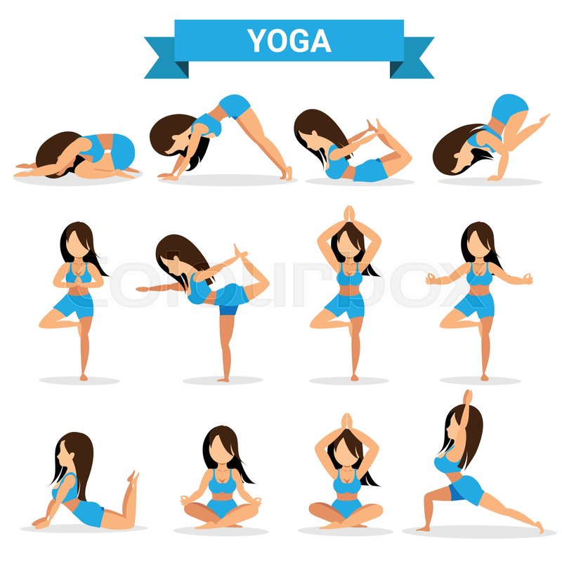 Set of Yoga positions design isolated Stock vector Colourbox