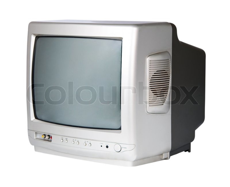 GREY TV on a white background Stock image Colourbox