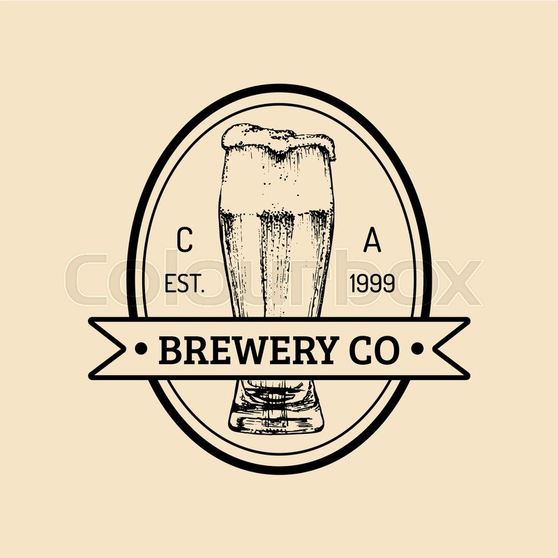 Kraft beer glass logo. Old brewery Stock vector Colourbox