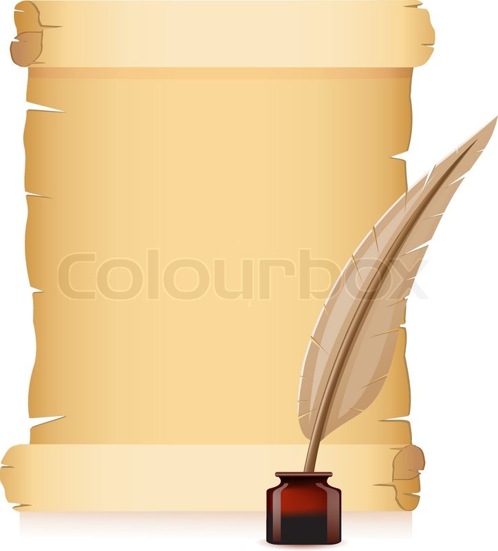 Old paper and feather with inks vector ... | Stock vector | Colourbox