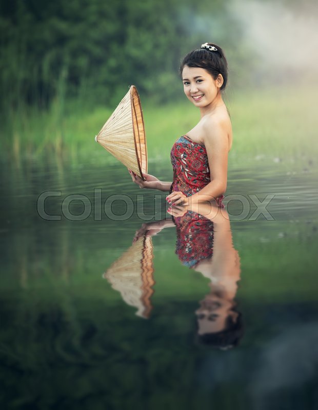 Asian Sexy Women Bathing At River In Stock Image Colourbox