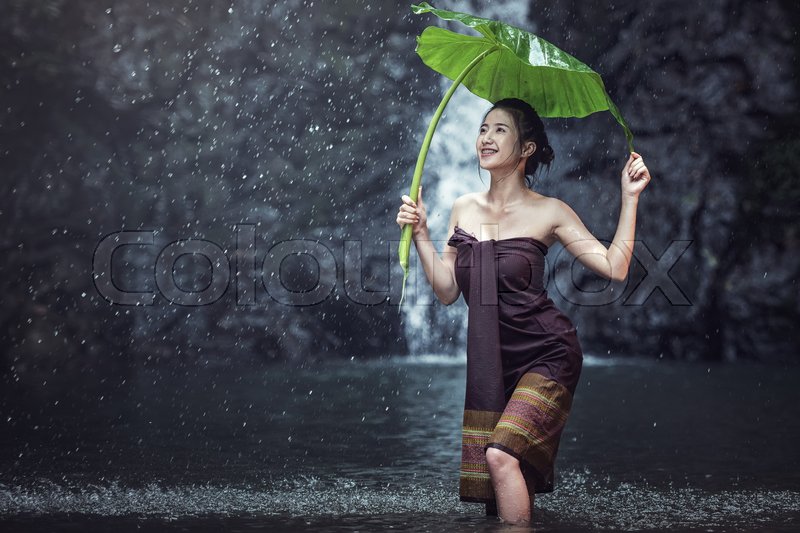 Asian Sexy Women Bathing At Outdoors Stock Image Colourbox