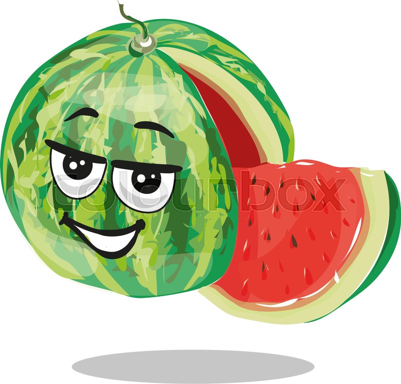 Water Melon With Cute Face Stock Vector Colourbox