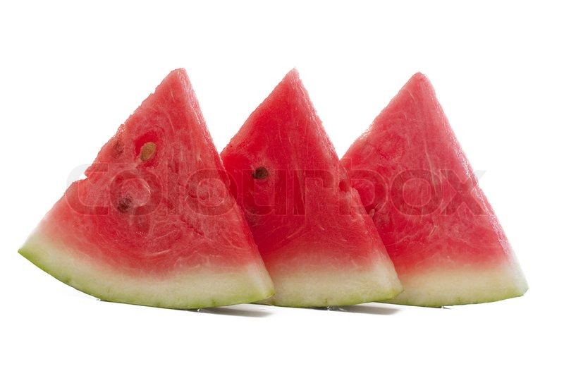 three pieces of watermelon isolated white stock three pieces of watermelon isolated white stock