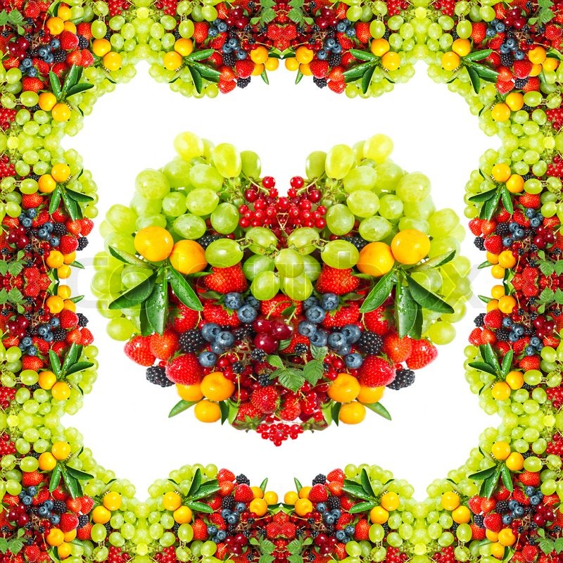 Frame of fresh fruits and berries | Stock image | Colourbox