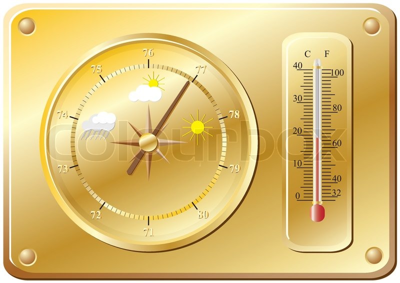 Barometer for determination of weather Stock Vector Colourbox