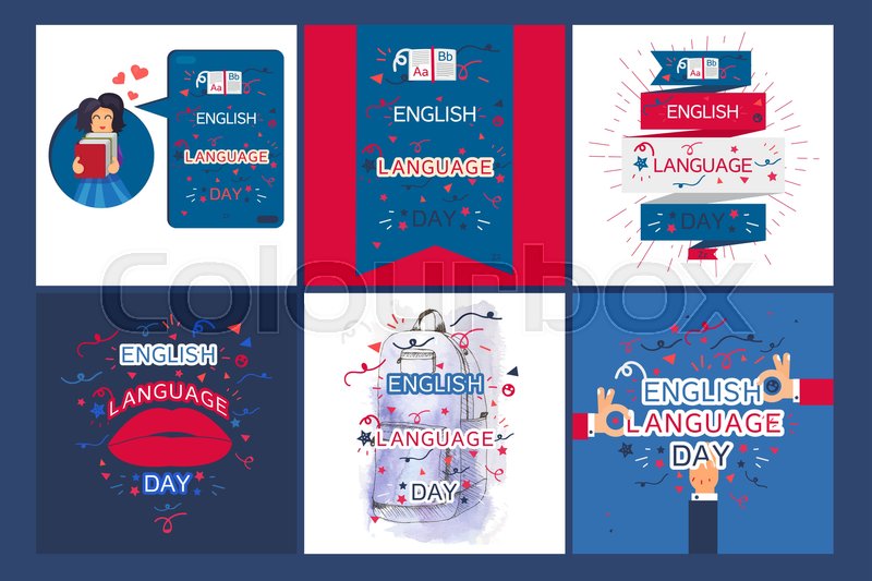 English Language Day Banner With Book Stock Vector Colourbox
