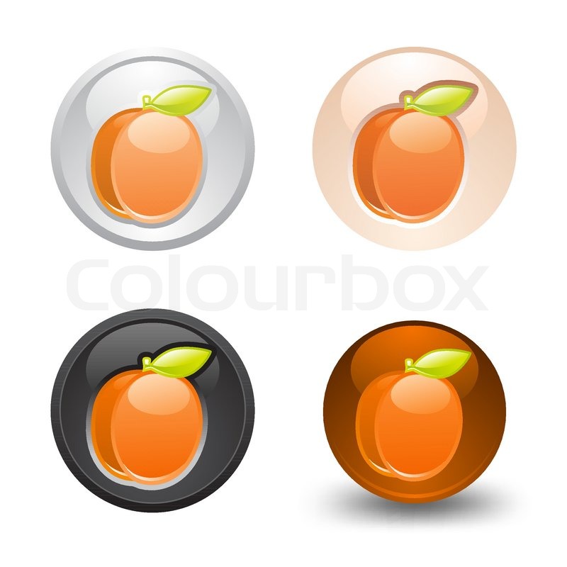 Apricot button, set, web 20 icons, ... | Stock vector | Colourbox