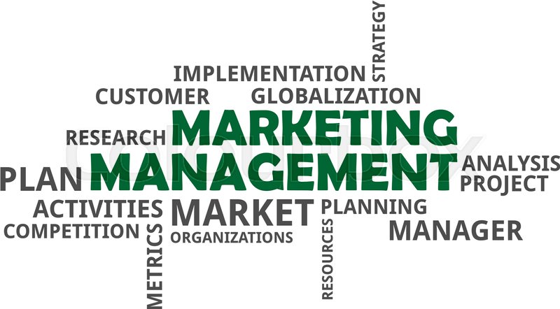 a word cloud of marketing management stock vector project on marketing management on mobile