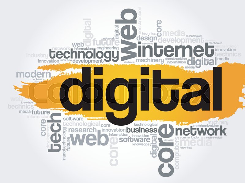 Digital word cloud, technology Stock vector Colourbox