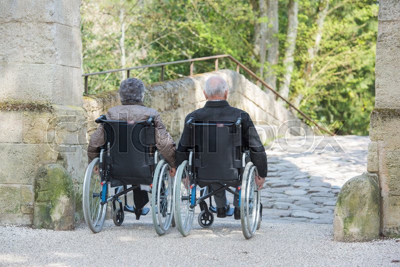 Elderly couple in wheelchairs Stock image Colourbox