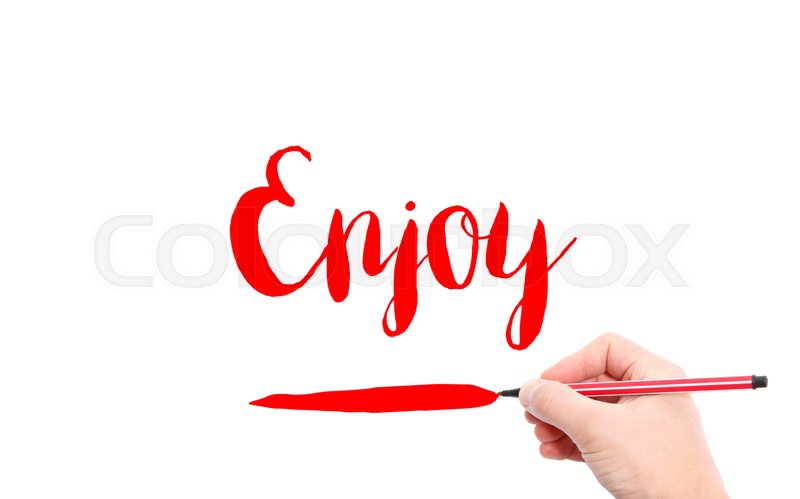 The word of Enjoy written by hand on a  Stock image  Colourbox