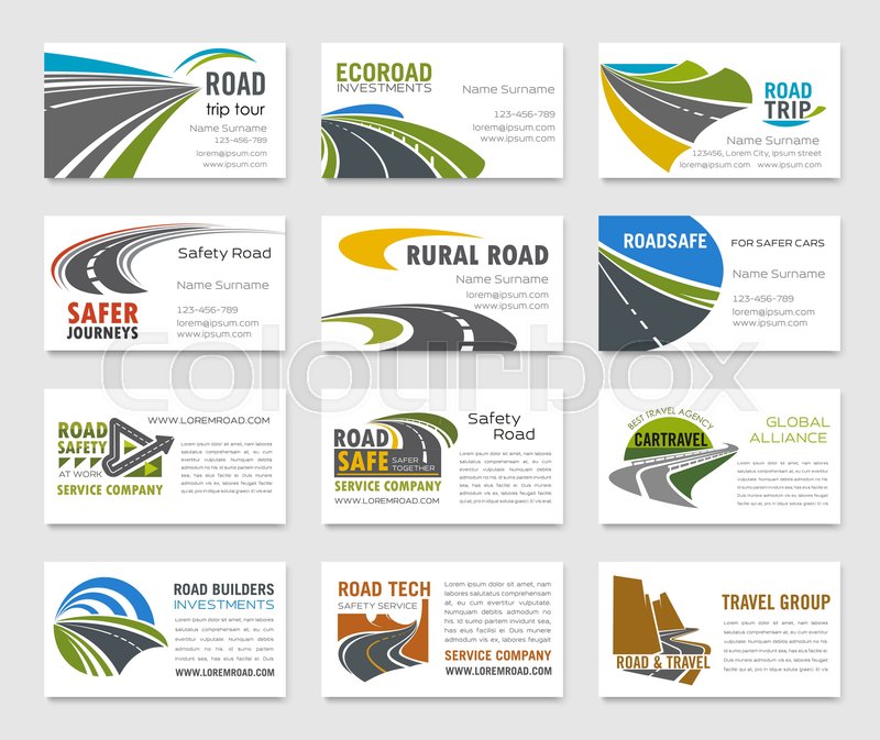 business card template with road stock vector colourbox business card tem