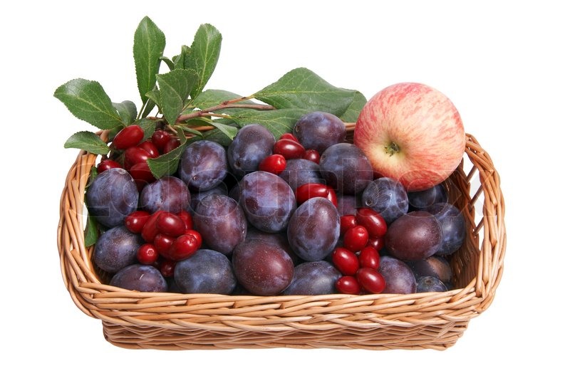 Holz Korb voller Herbst Früchte auf | Stockfoto | Colourbox