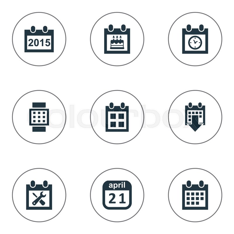 vector illustration set of simple plan icons elements reminder