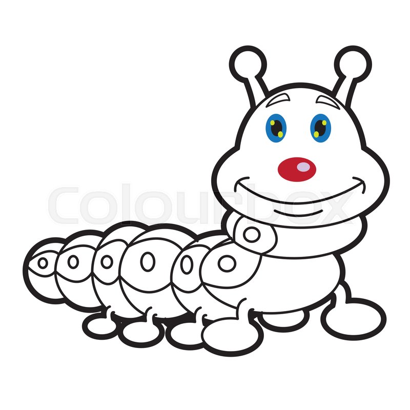 image of larva worm cartoon coloring page for toddler stock vector