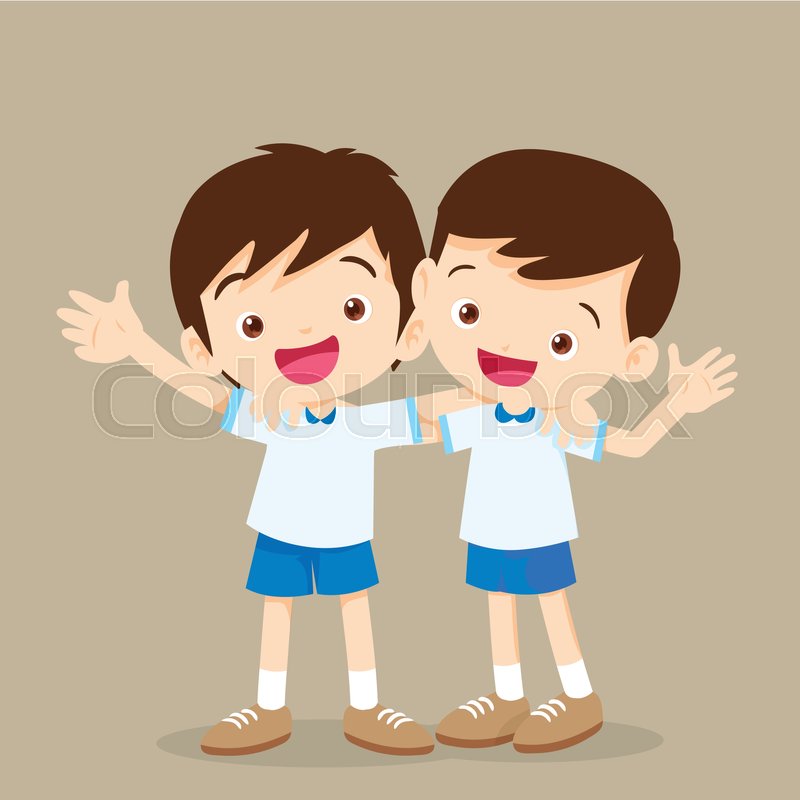 Two Boys Hugging Cute Best Friends Stock Vector Colourbox