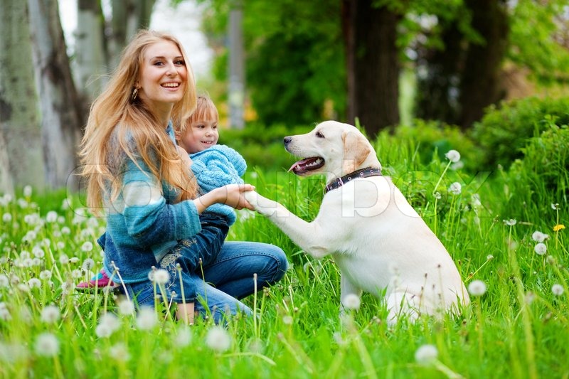 little girl and dog
