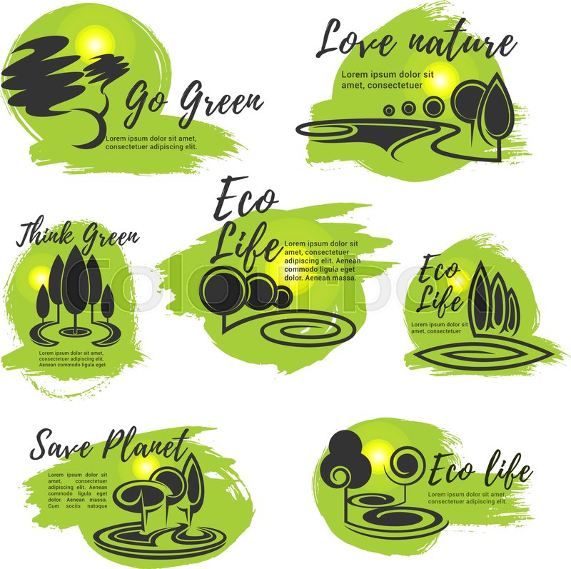 eco life go green save nature and ecology protection symbol set
