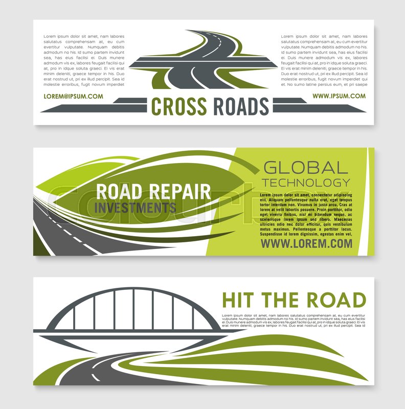 Road And Highway Banner Template Set Stock Vector Colourbox