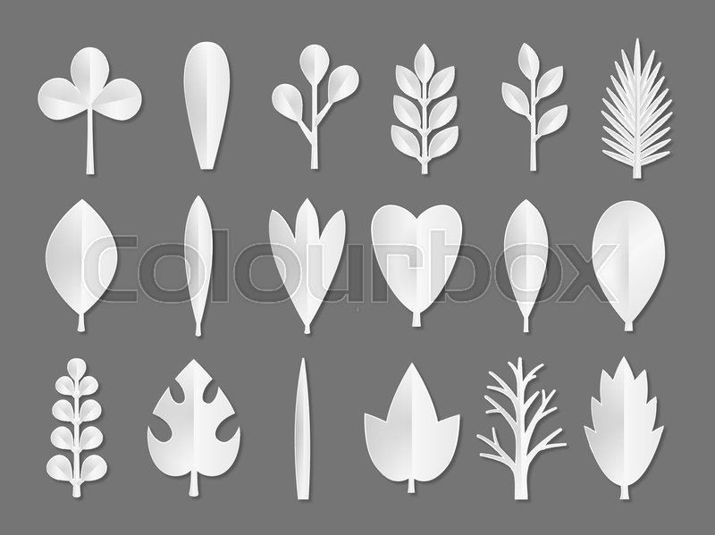 white vector paper flower and trees stock vector colourbox paper flower leaves