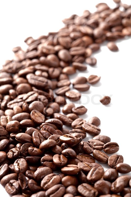 Coffee Beans Closeup On A White Background Coffee Beans Closeup On A White Background