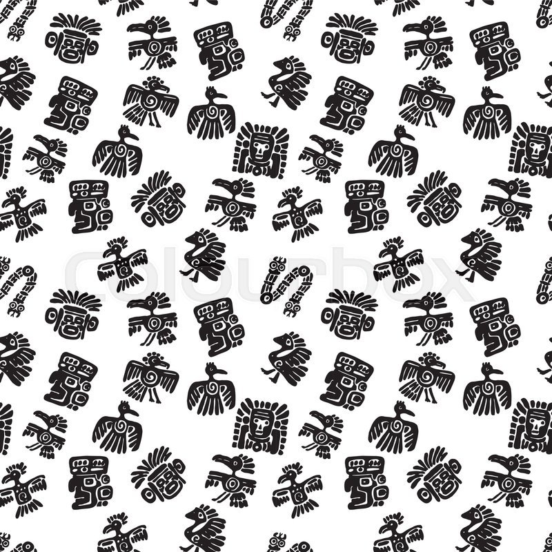 Seamless vector maya pattern. Black ... | Stock vector | Colourbox