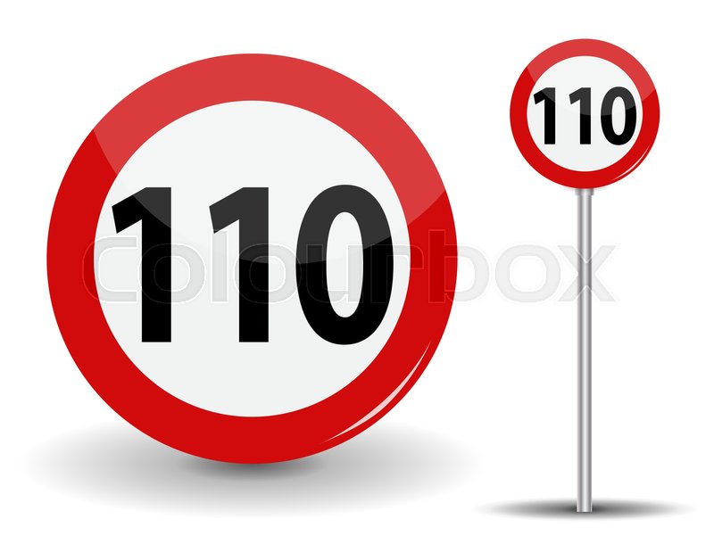 Round Red Road Sign Speed limit 110 ... | Stock vector | Colourbox