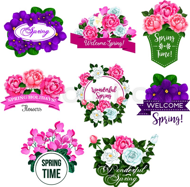 Spring Season Floral Icon Set Stock Vector Colourbox