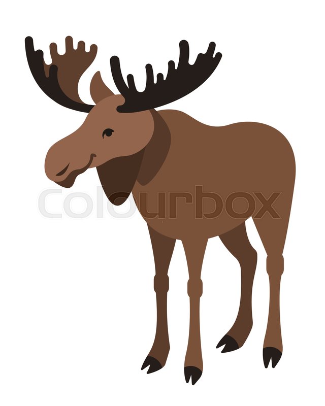 Cute Smiling Horned Elk Vector Cartoon Stock Vector Colourbox