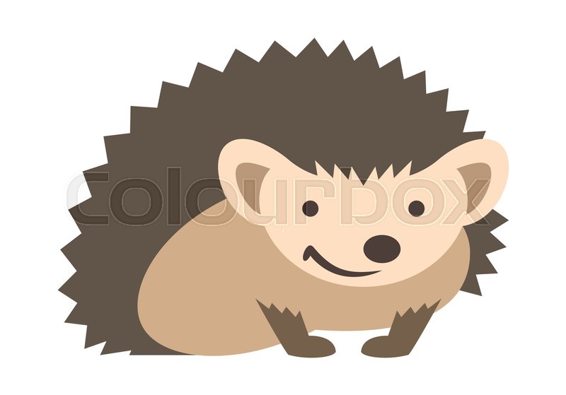 Cute smiling small prickly hedgehog baby. Vector kids