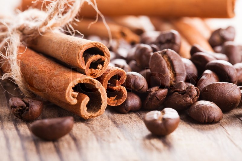 coffee beans and cinnamon