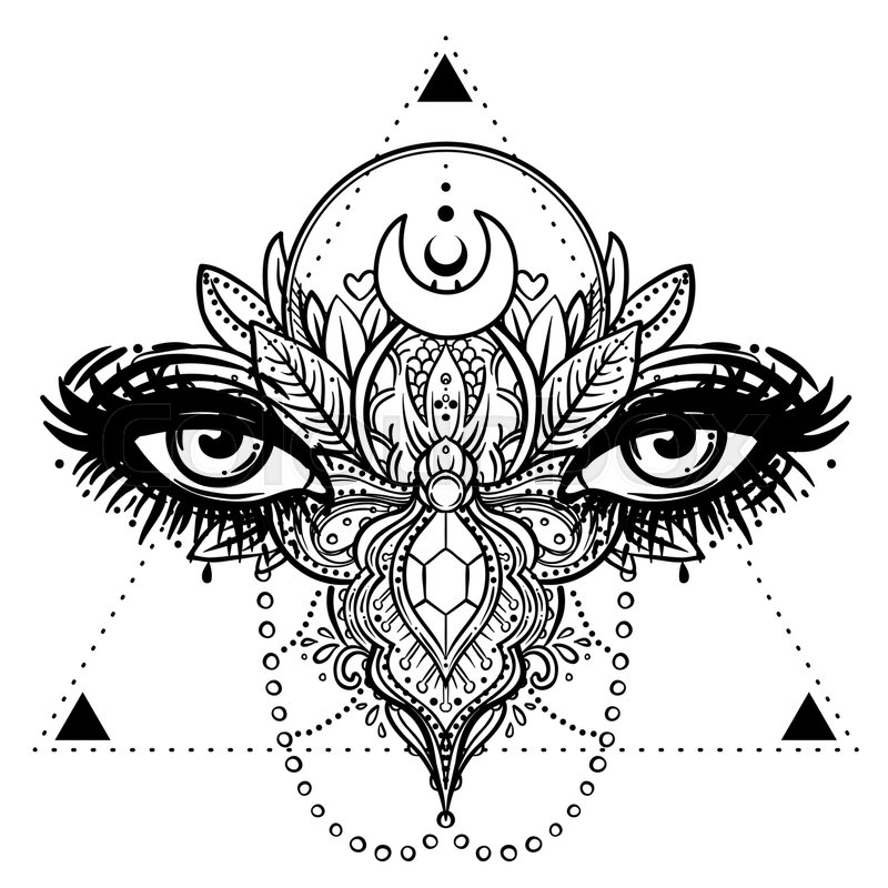 Ornate Decorated Butterfly Wings For Eyes Hand Drawn Vector Illustration Fantasy Occultism Tattoo Art Coloring Books Spirituality Hipster Print