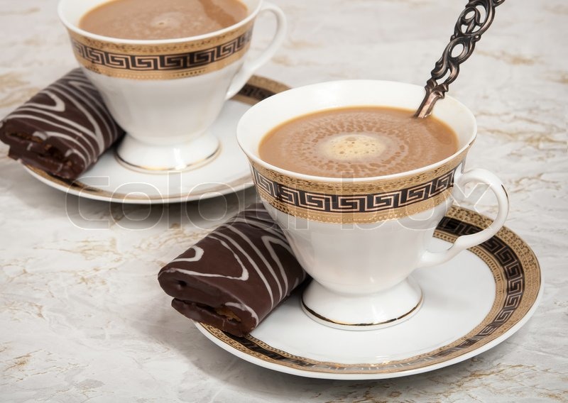 Two Coffee Cups With Coffee Two Coffee Cups With Coffee