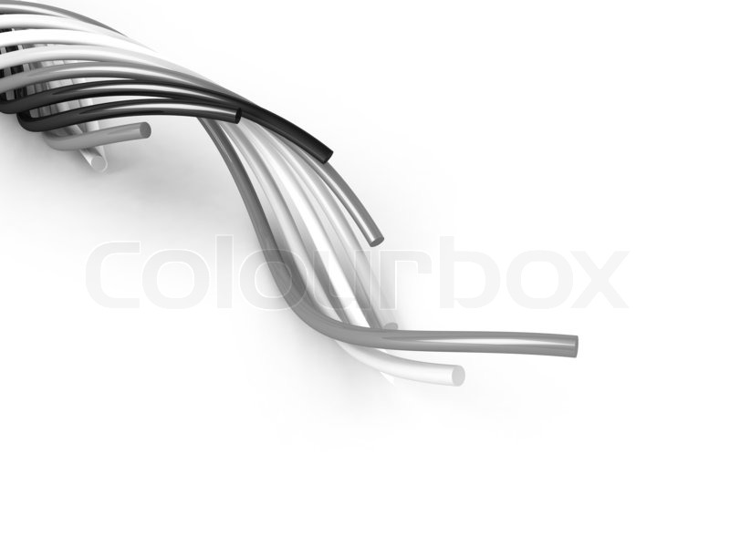 Black and white cables over white | Stock image | Colourbox