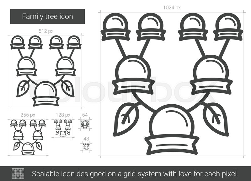 family tree vector line icon isolated on white background family family tree grid
